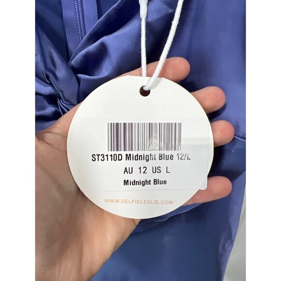 Selfie Leslie Cozumel Twist Bust Mini Dress Size Large Midnight Blue Party NEW - Picture 6 of 9